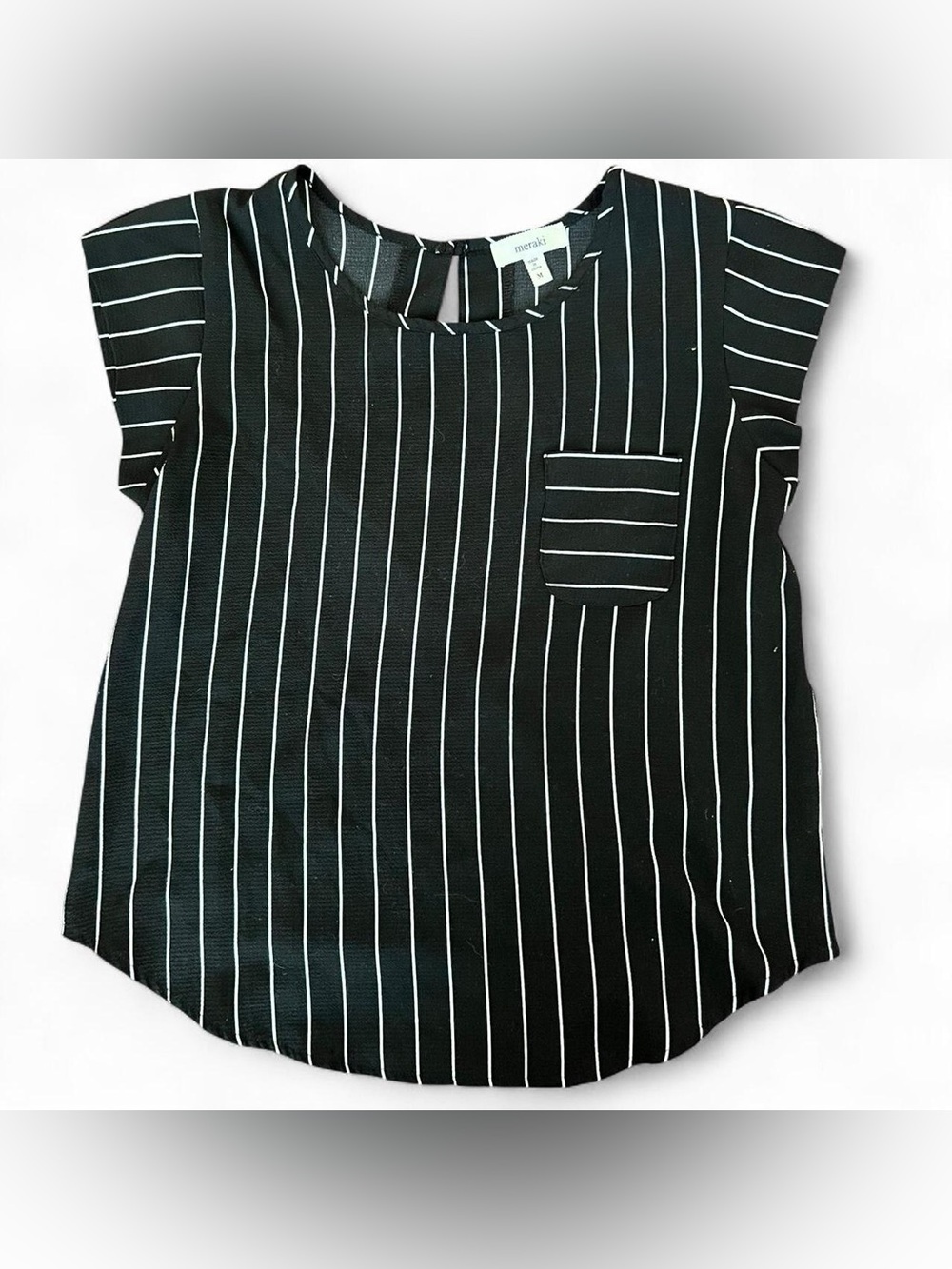 Meraki Women’s Striped Cap Sleeve Blouse M